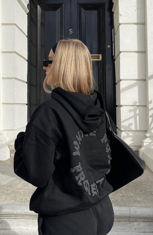 Black White Fox Project 5 Oversized Women's Hoodie | GHBU-09738