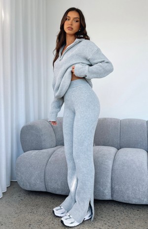 Grey White Fox Let's Get Cosy Knit Women's Pants | CGQB-81027