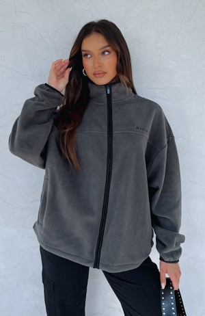 Grey White Fox Well Known Fleece Women's Jackets | XLQT-82504