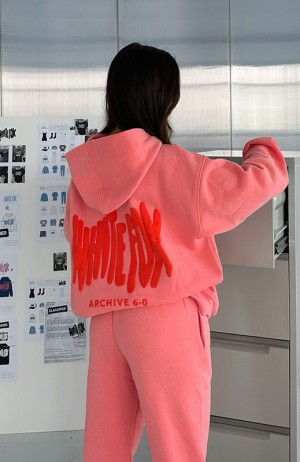 Pink White Fox Archive 6.0 Oversized Women's Hoodie | KXDR-30459