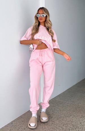 Pink White Fox Leisure Series Women's Sweatpants | MYUD-72546