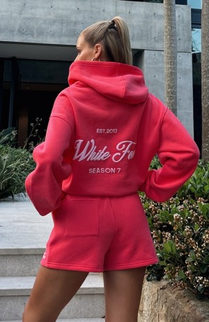 Pink White Fox Season 7 Oversized Women's Hoodie | KVJW-36890