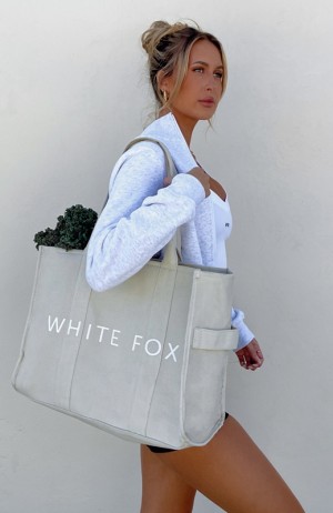 White Beige White Fox Women's Tote Bag | ASWD-70852