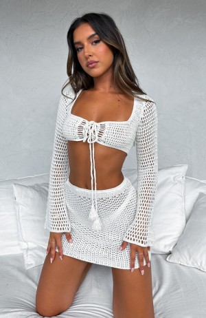 White White Fox Give Me Something Crochet Mini Women's Skirts | VAMS-98463