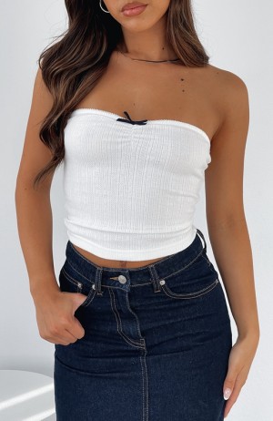 White White Fox What Do You See Strapless Women's Tops | XVDY-32781