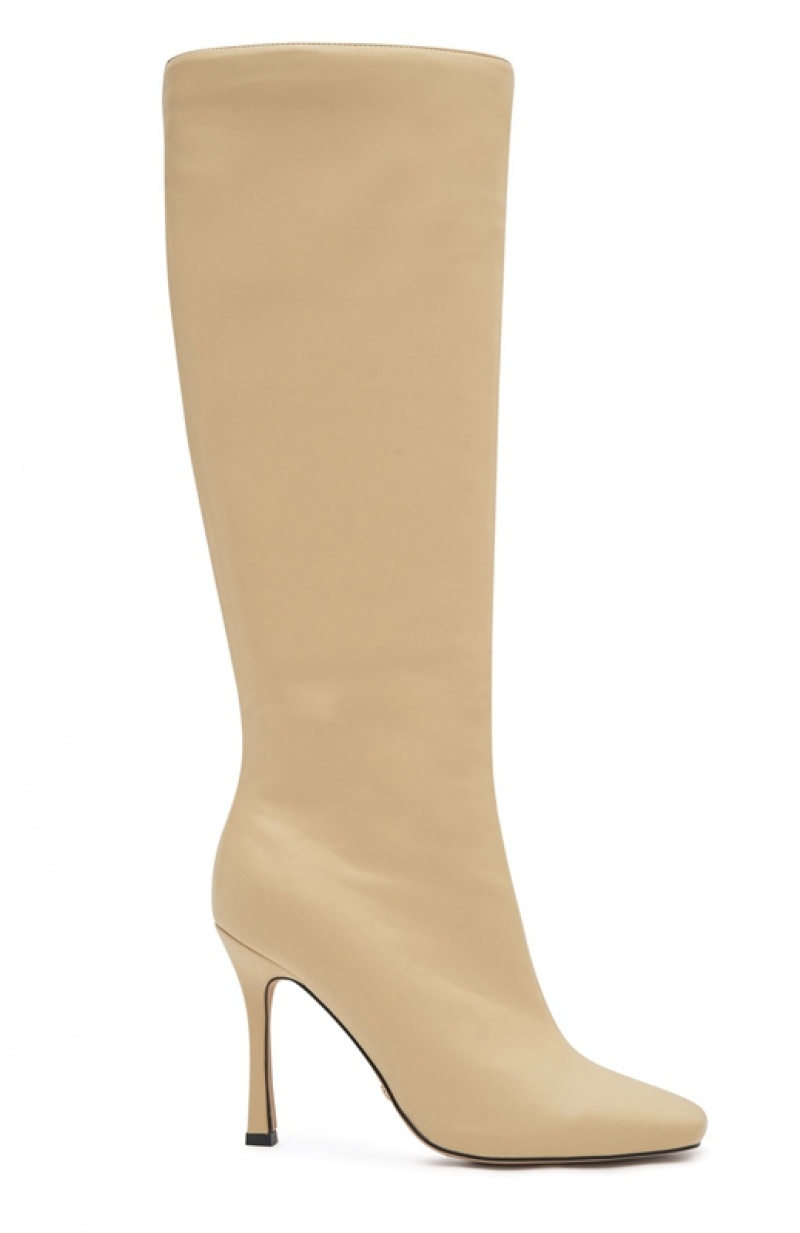 Beige White Fox Jax Knee Women's High Boots | EBCP-81495