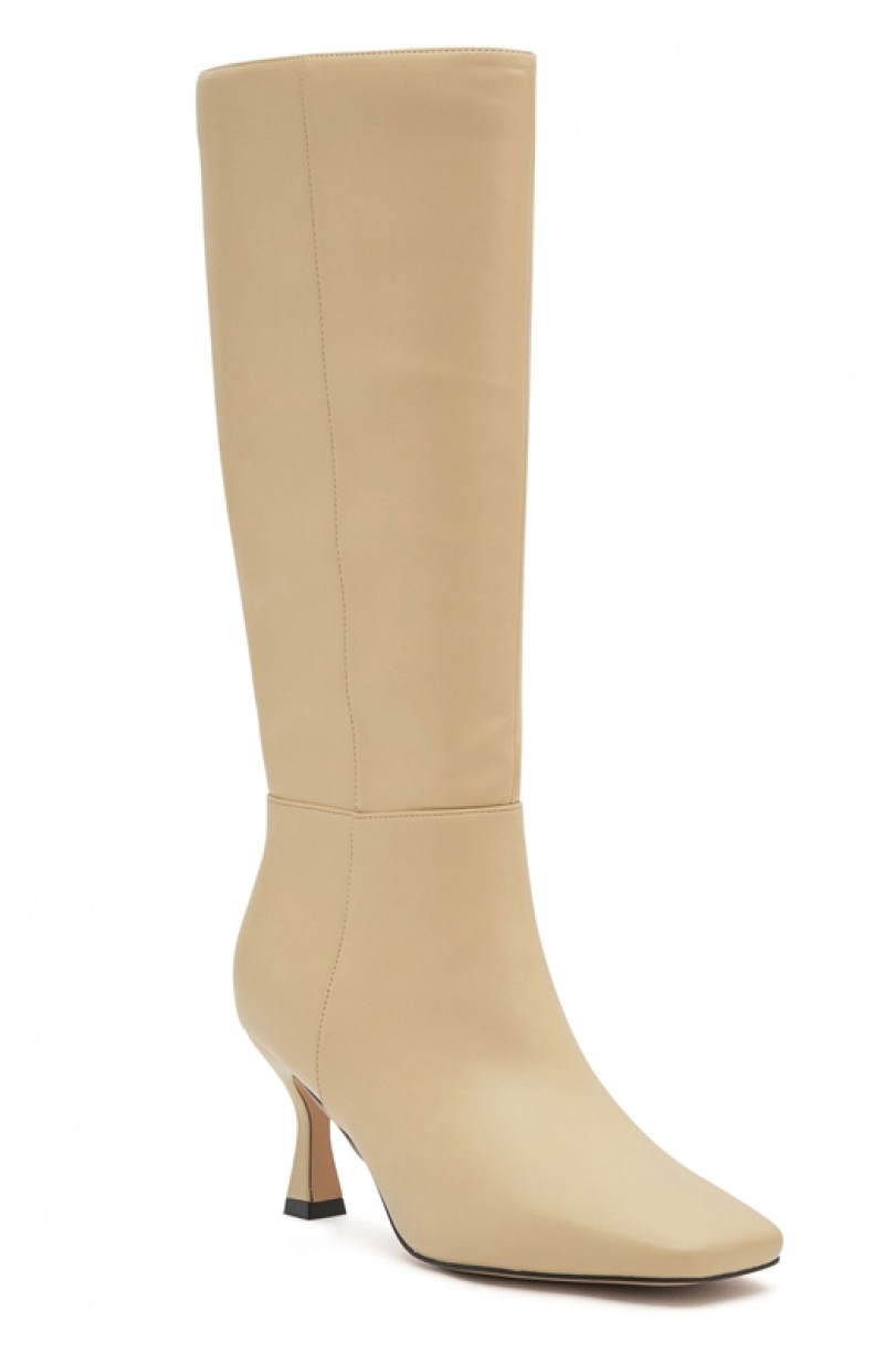 Beige White Fox Johnson Knee Women's High Boots | YFSC-94870