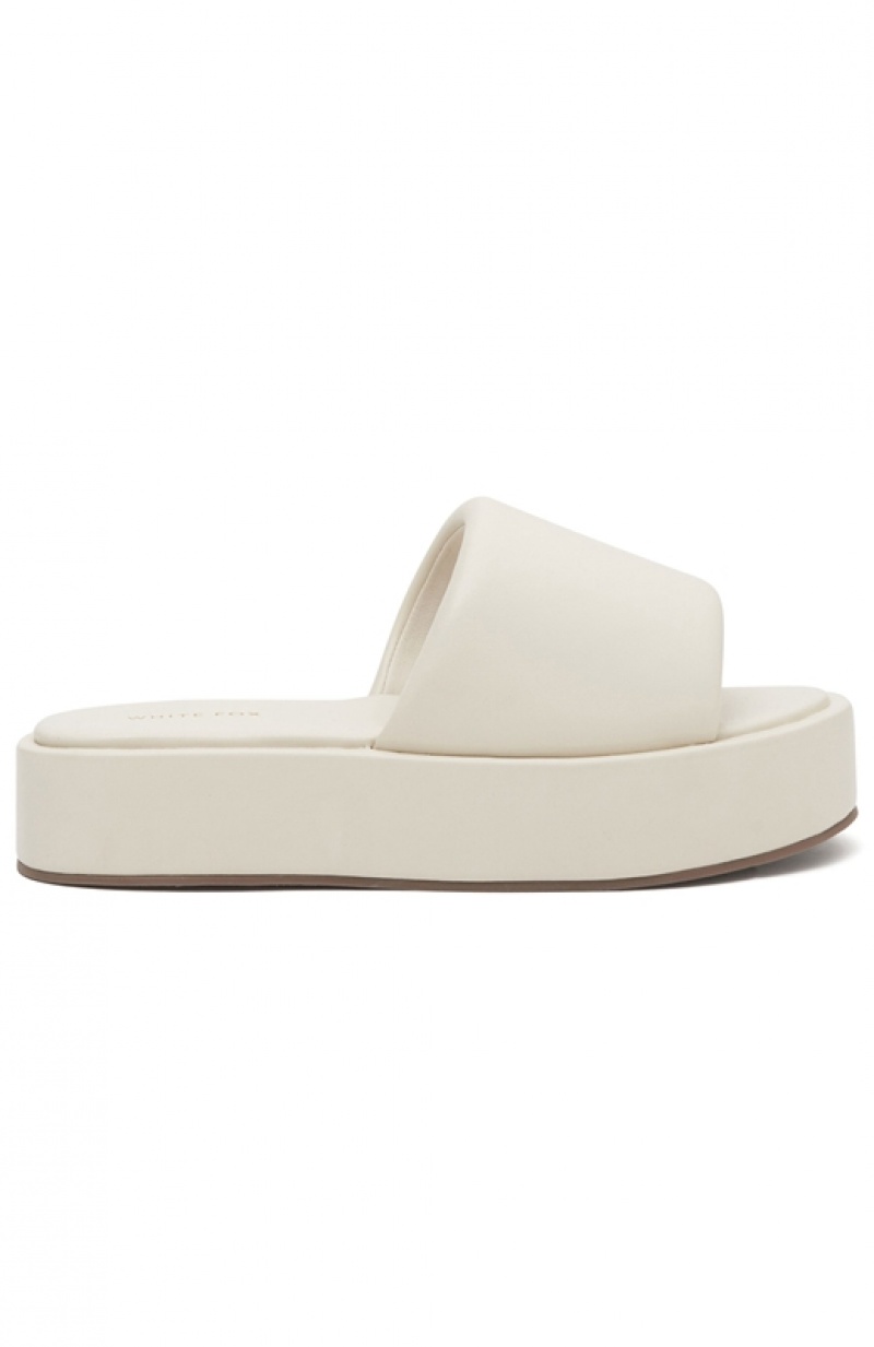 Beige White Fox Matea Platform Women's Slides | FJQR-15094