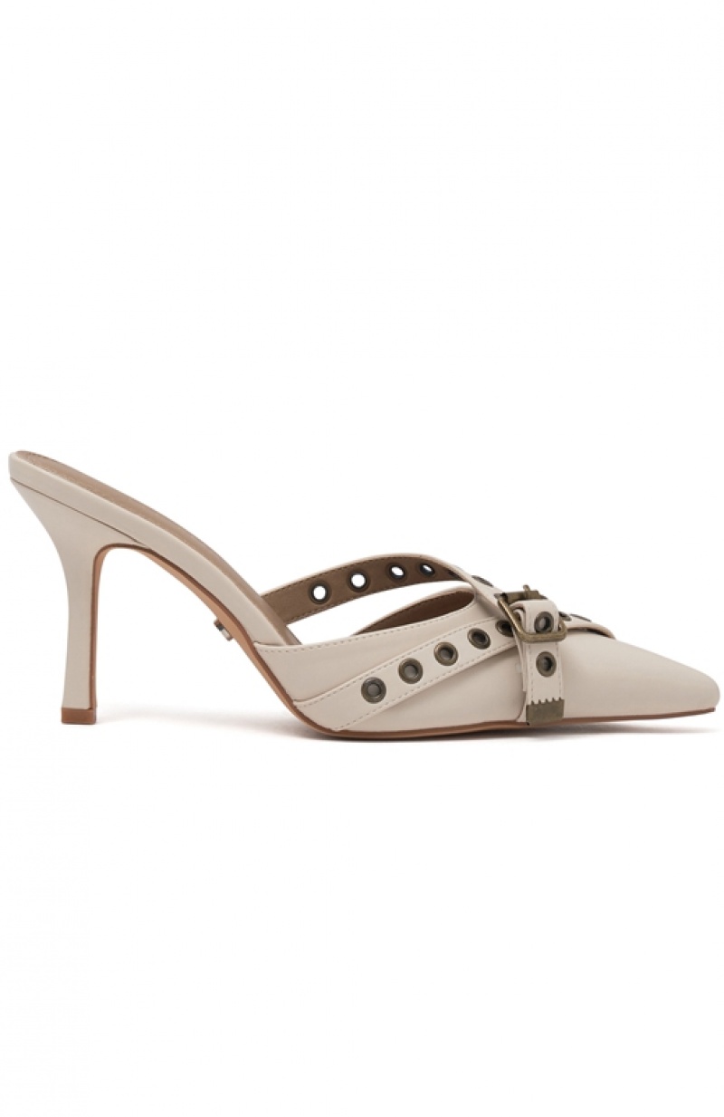 Beige White Fox Maxine Women's Heels | HSTI-17429