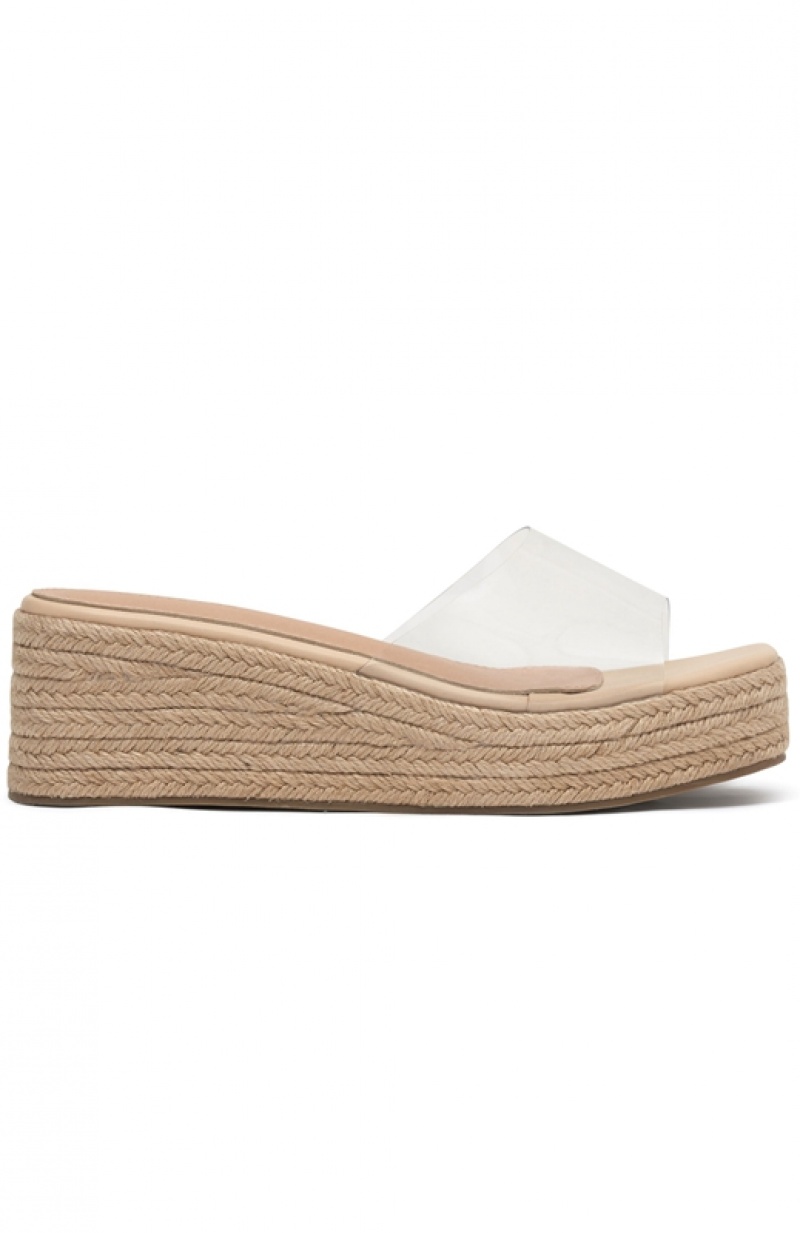 Beige White Fox Rayna Platform Women's Slides | GYHK-81054