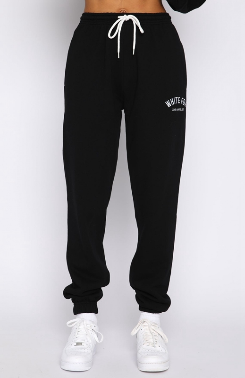 Black White Fox About That Time Women's Sweatpants | EWZB-20948