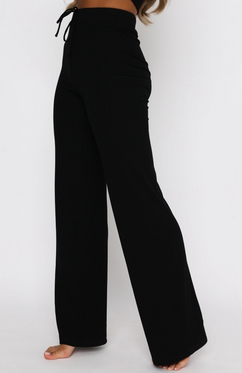 Black White Fox Adore You Ribbed Women's Pants | VAKJ-29376