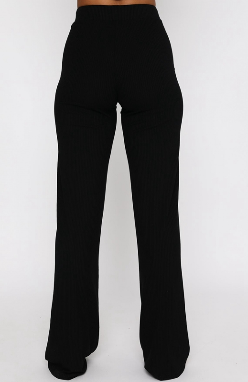 Black White Fox Adore You Ribbed Women's Pants | VAKJ-29376