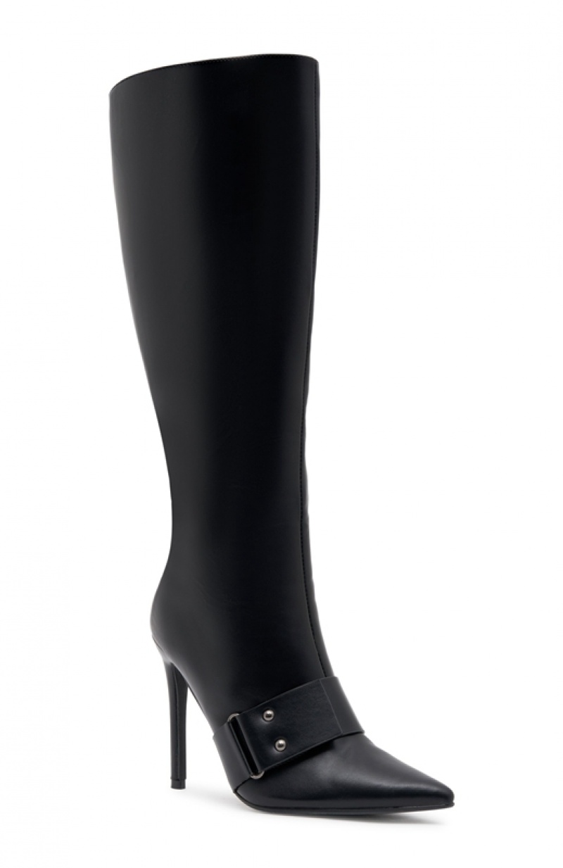 Black White Fox Brooklyn Knee Women's High Boots | GRHS-95072