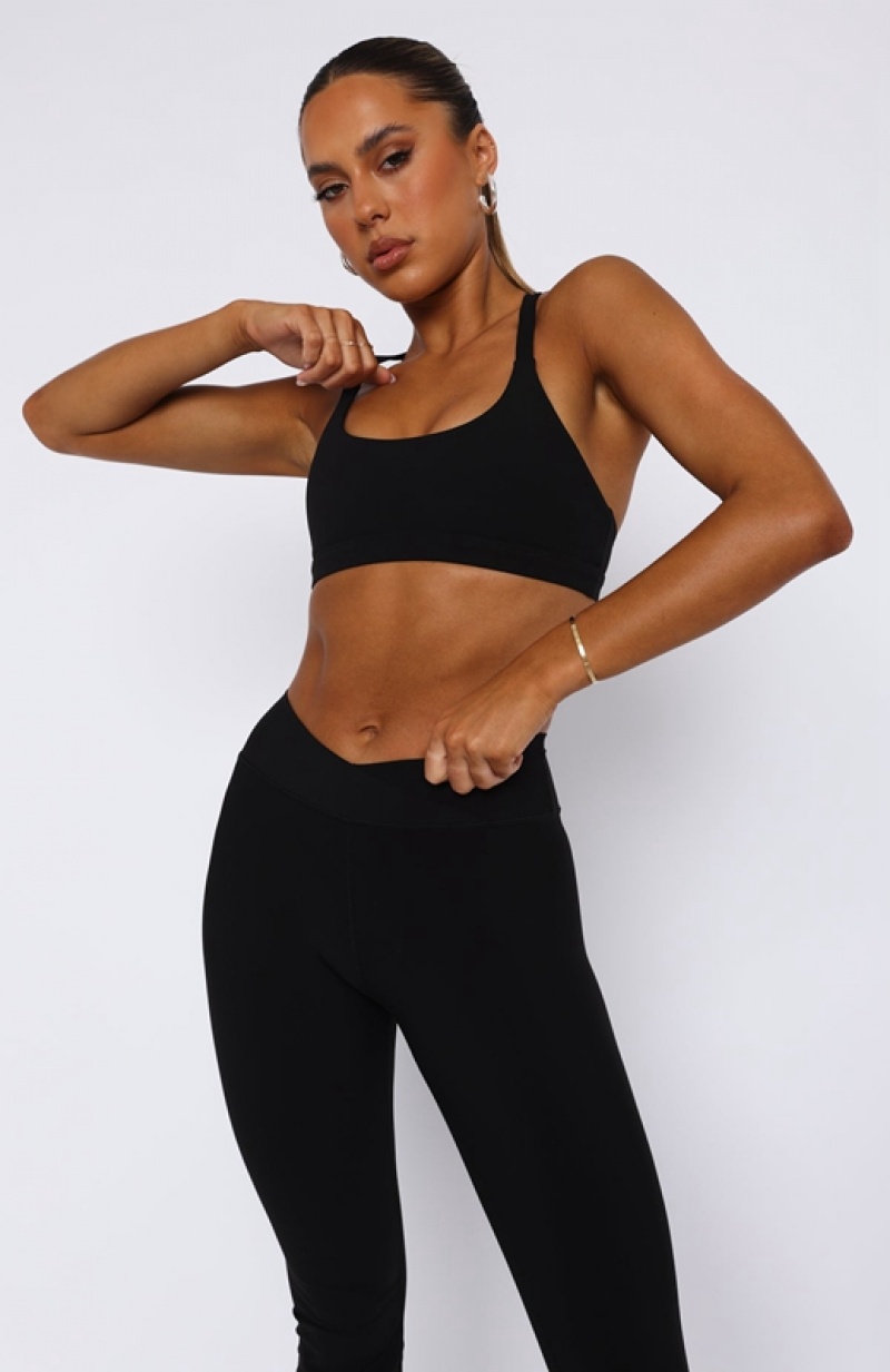 Black White Fox Crunch Time Women's Sports Bra | OPRA-16092