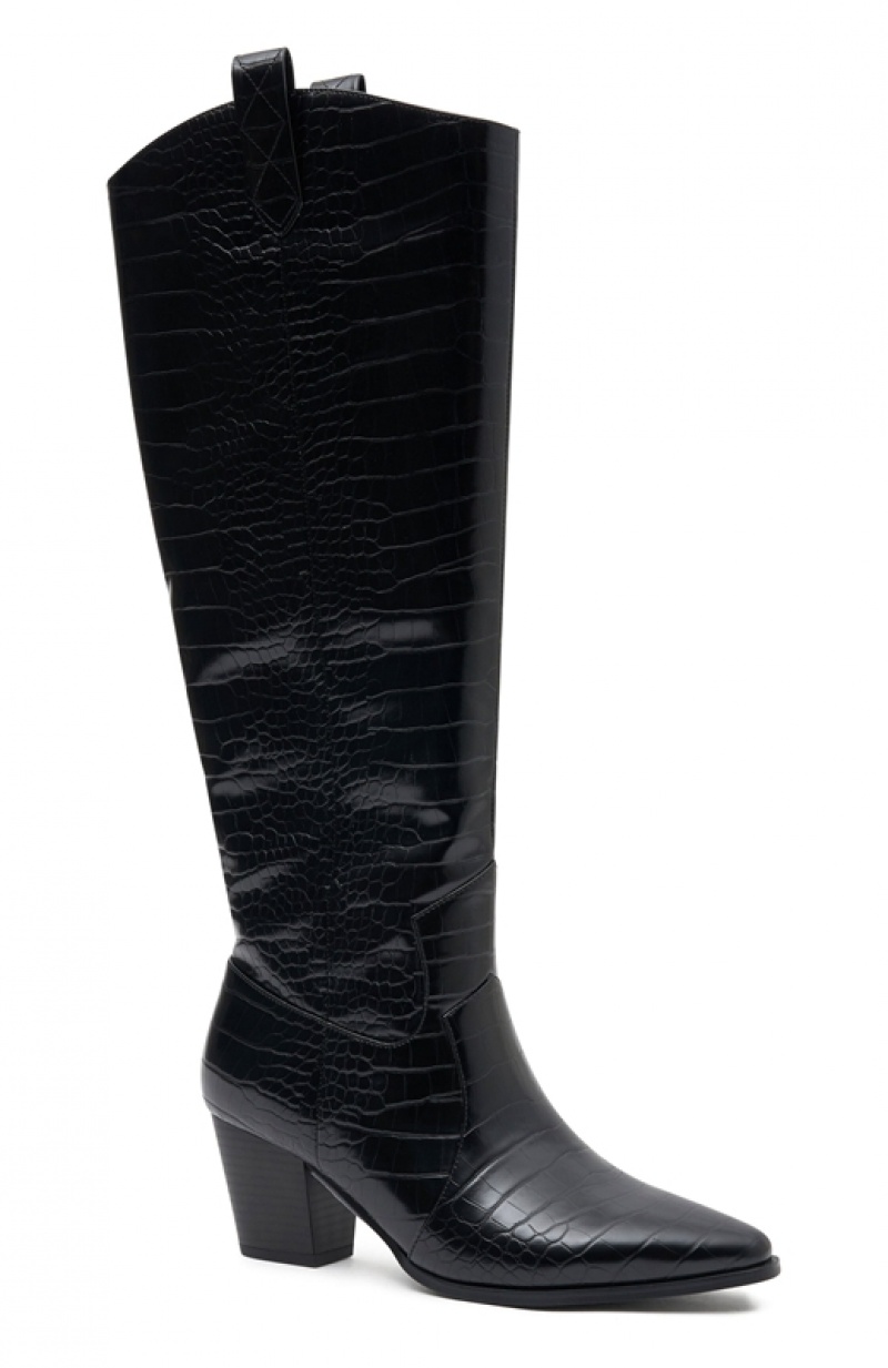 Black White Fox Heather Women's Boots | DYTX-80719