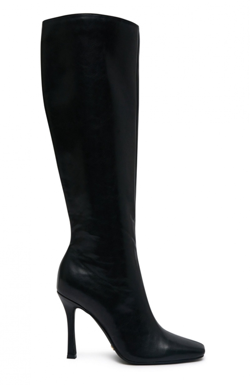 Black White Fox Jax Knee Women's High Boots | EBGD-54329