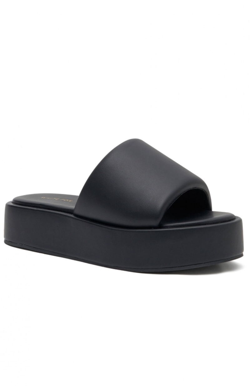 Black White Fox Matea Platform Women's Slides | CTLN-42189