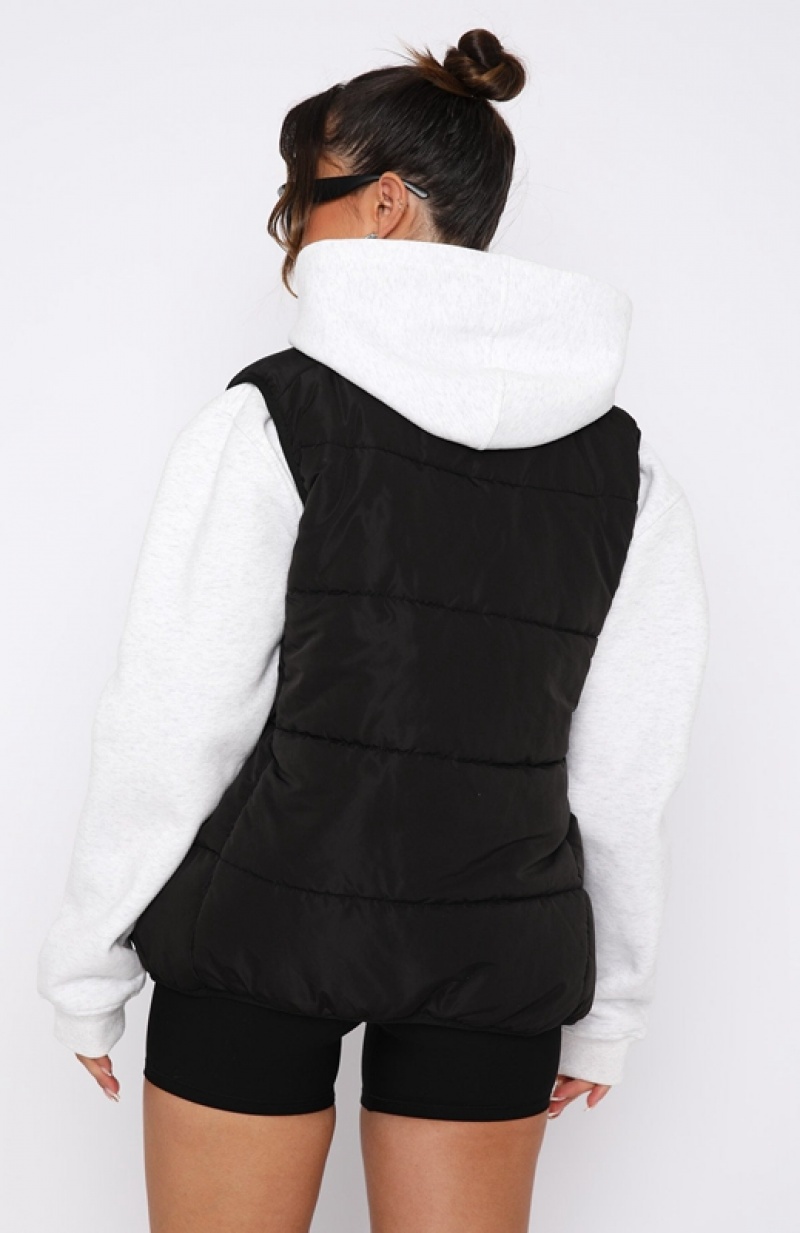 Black White Fox Outside The Lines Puffer Women's Vest | BHJT-38965