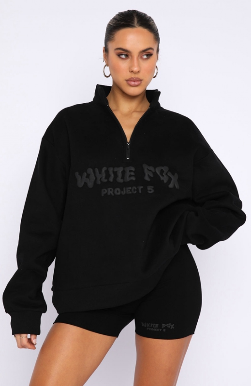 Black White Fox Project 5 Zip Front Women's Sweaters | OLEX-04876