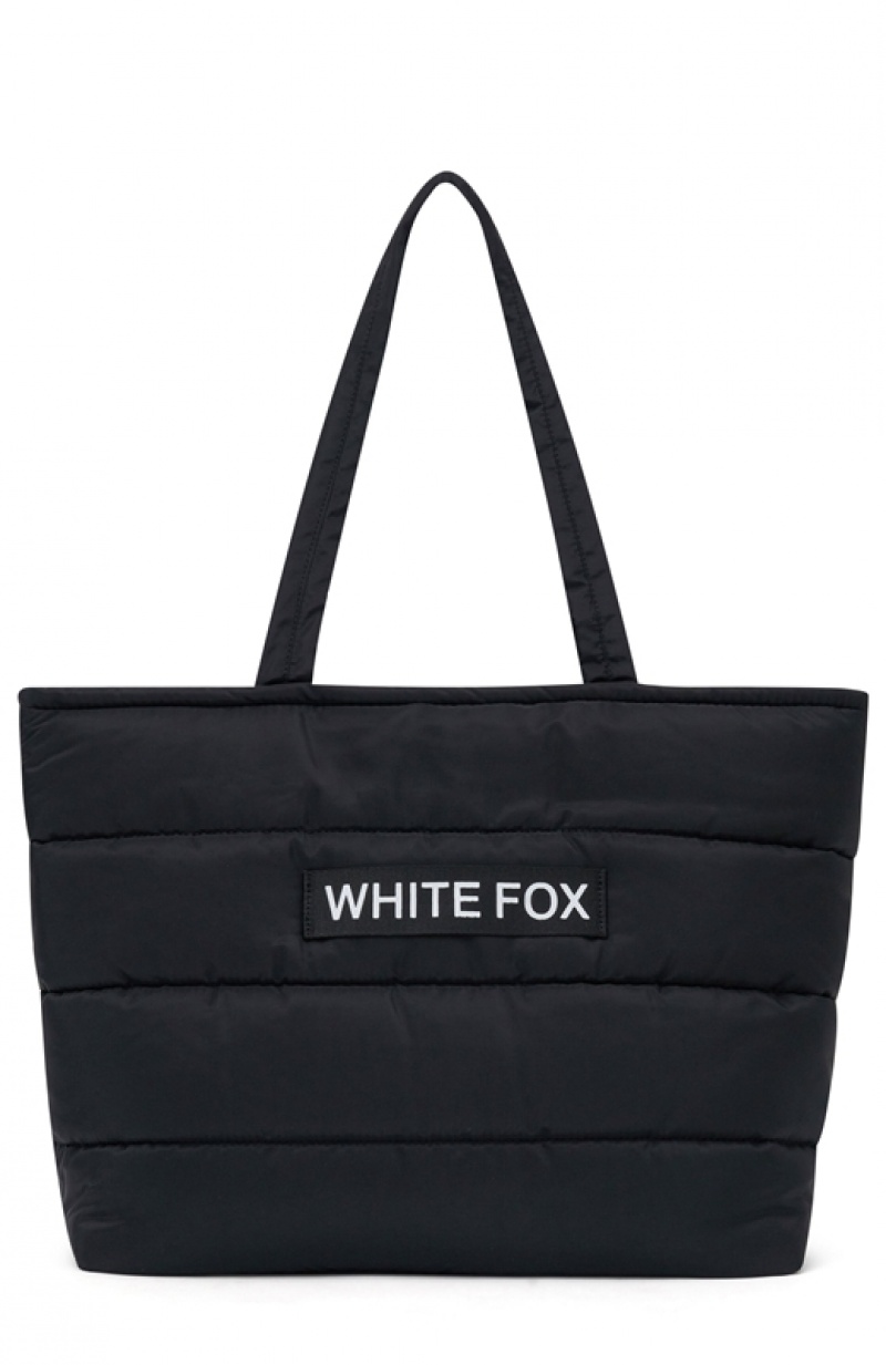 Black White Fox Puffer Women's Tote Bag | OTVF-58036