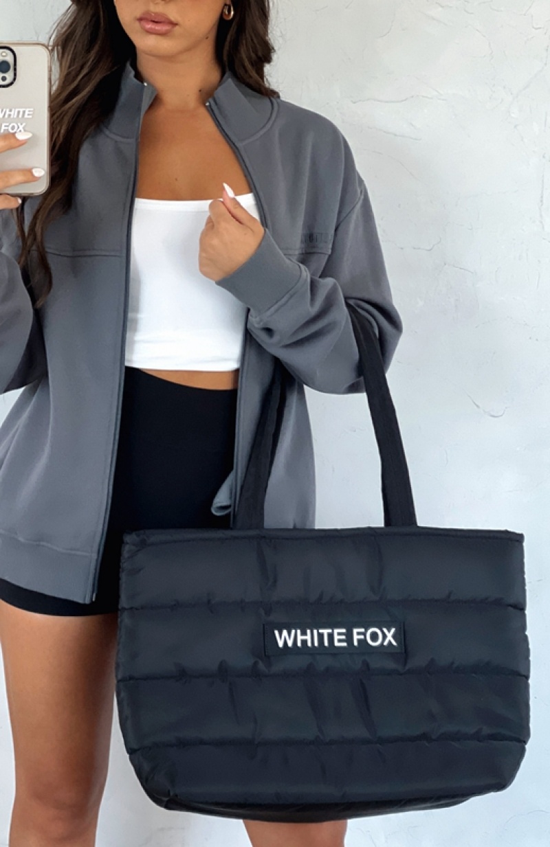 Black White Fox Puffer Women's Tote Bag | OTVF-58036