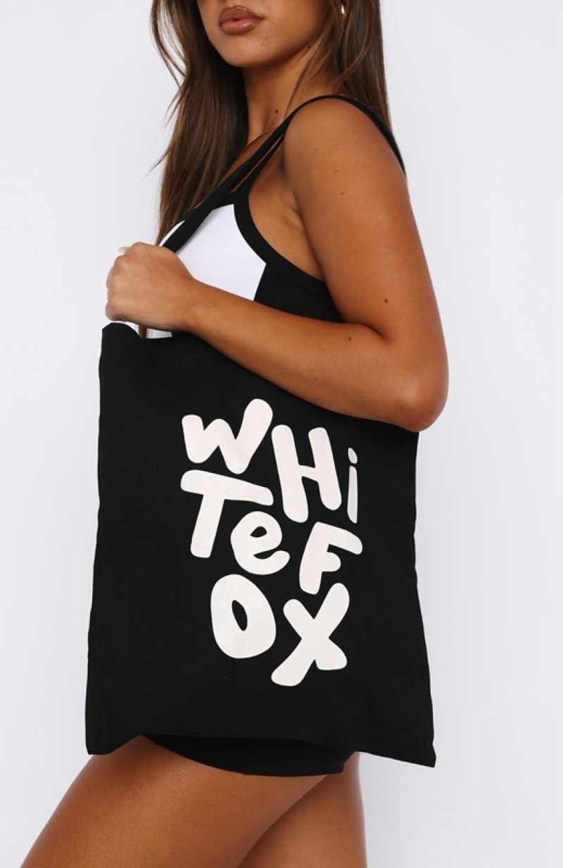 Black / White White Fox New Standard Women's Tote Bag | BMAC-37405