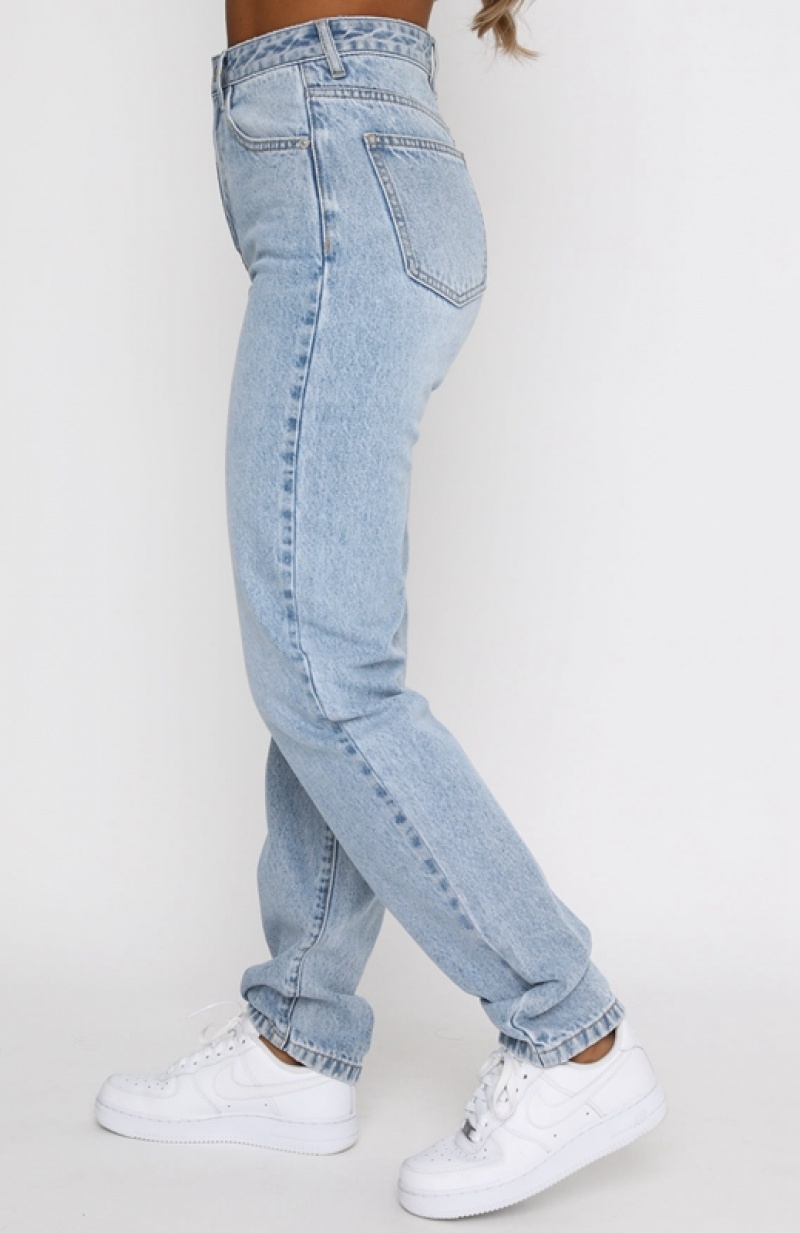 Blue White Fox Who's That Girl Straight Leg Denim Women's Jeans | FRCP-96714