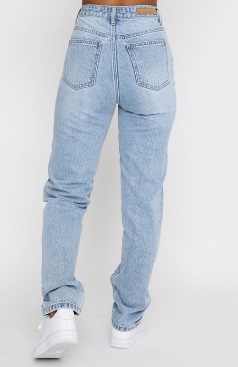 Blue White Fox Who's That Girl Straight Leg Denim Women's Jeans | FRCP-96714