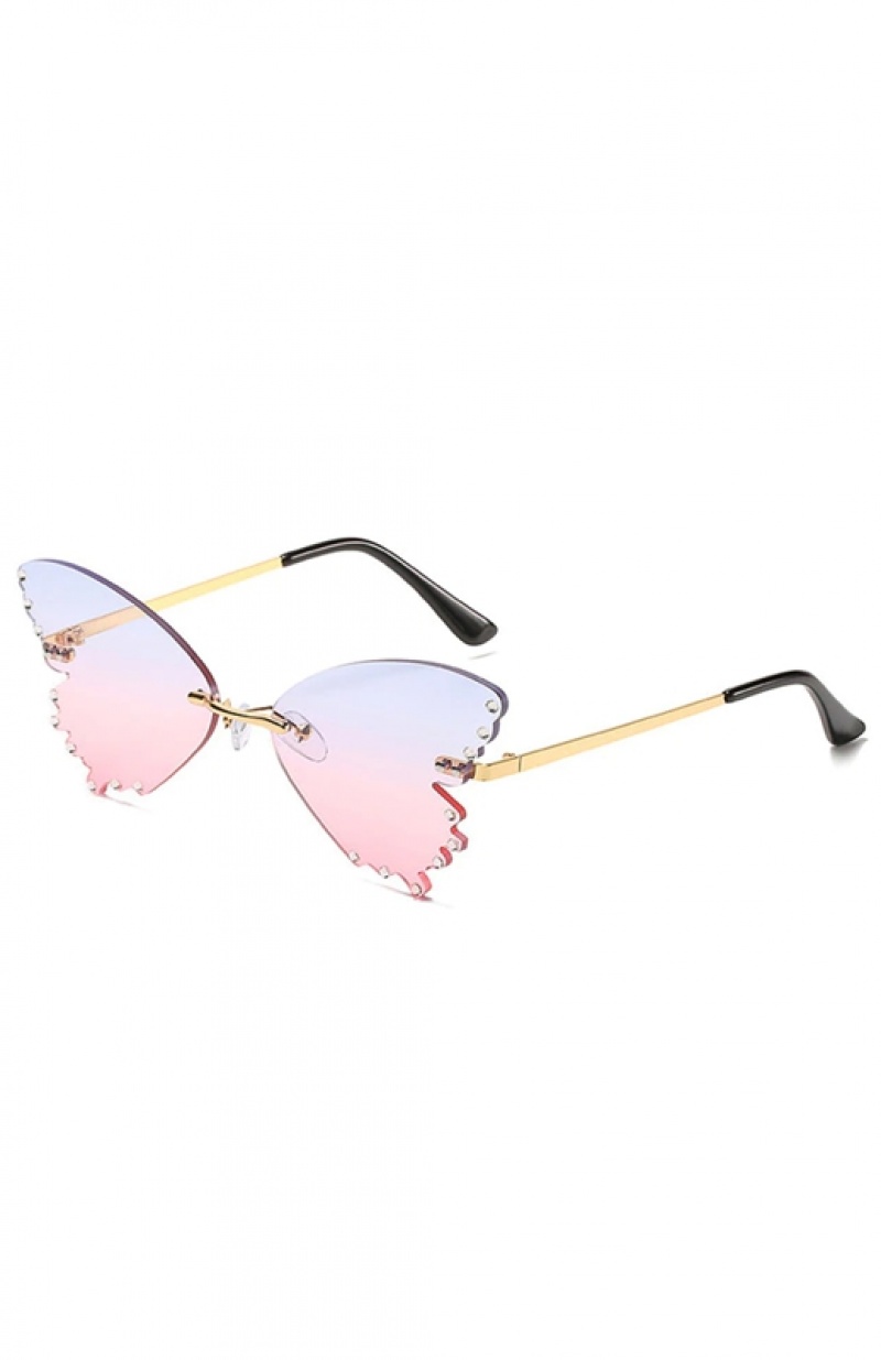 Blue / Pink White Fox Frankie Butterfly Women's Sunglasses | TULH-86795