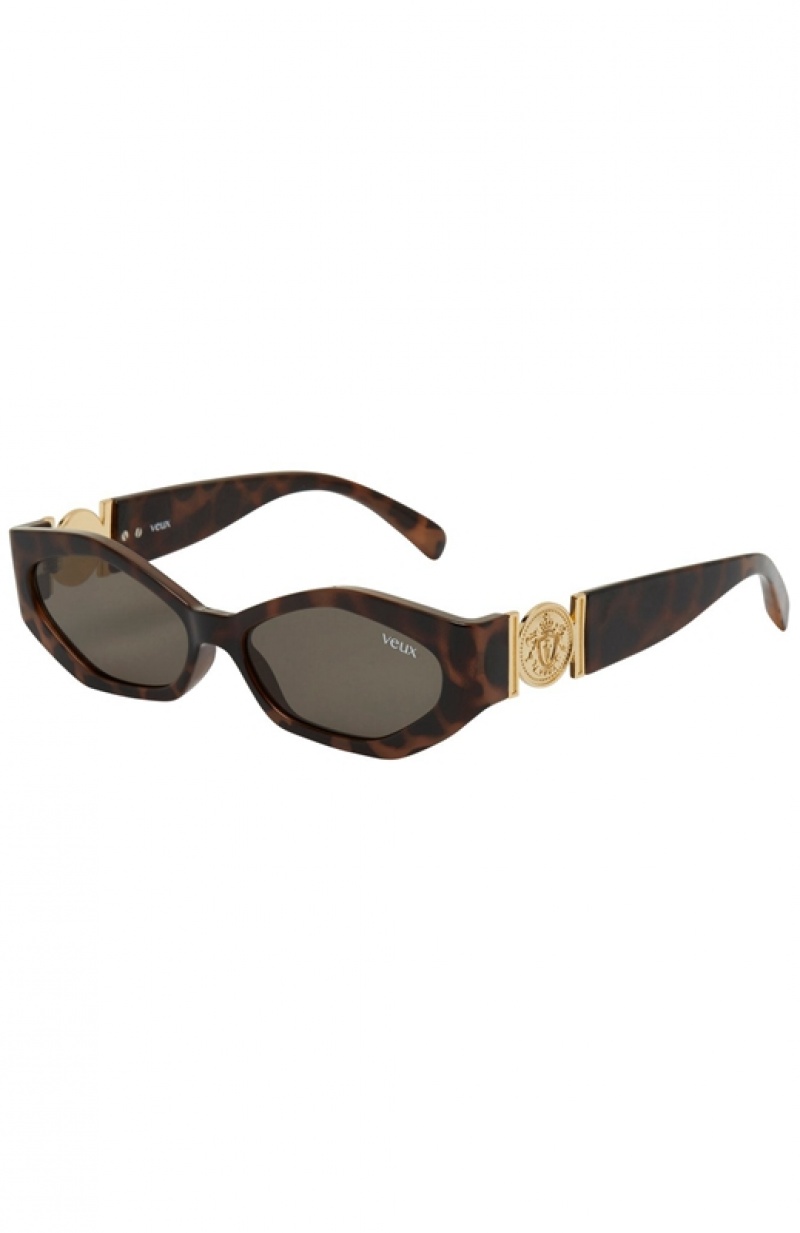 Brown White Fox Kensington Women's Sunglasses | UVEI-42856