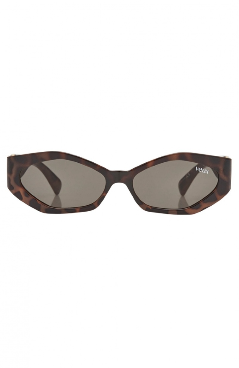 Brown White Fox Kensington Women's Sunglasses | UVEI-42856