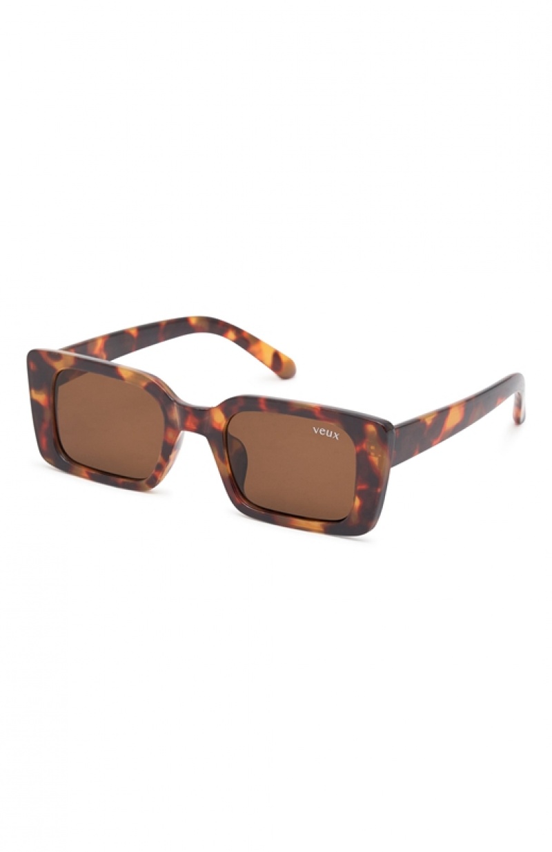 Brown White Fox Roberta Women's Sunglasses | VNYW-52609