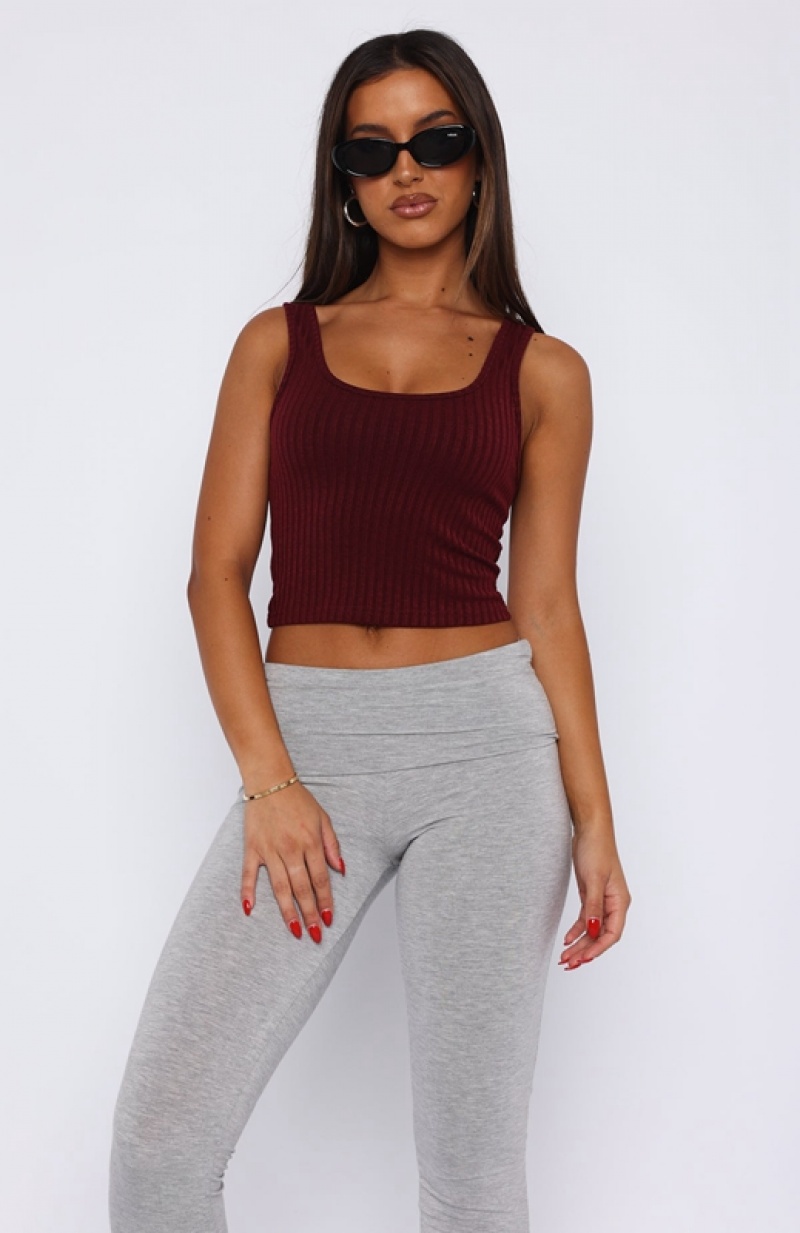 Burgundy White Fox Keep Making Moves Women's Tank Top | NJME-95231