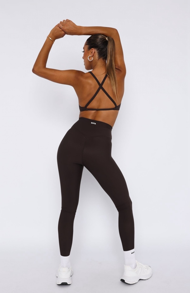 Chocolate White Fox Go Getter High Waisted Women's Leggings | TGPK-78453