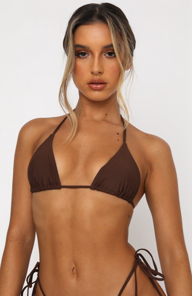 Chocolate White Fox Golden Hour Women's Bikini Tops | REFM-58379