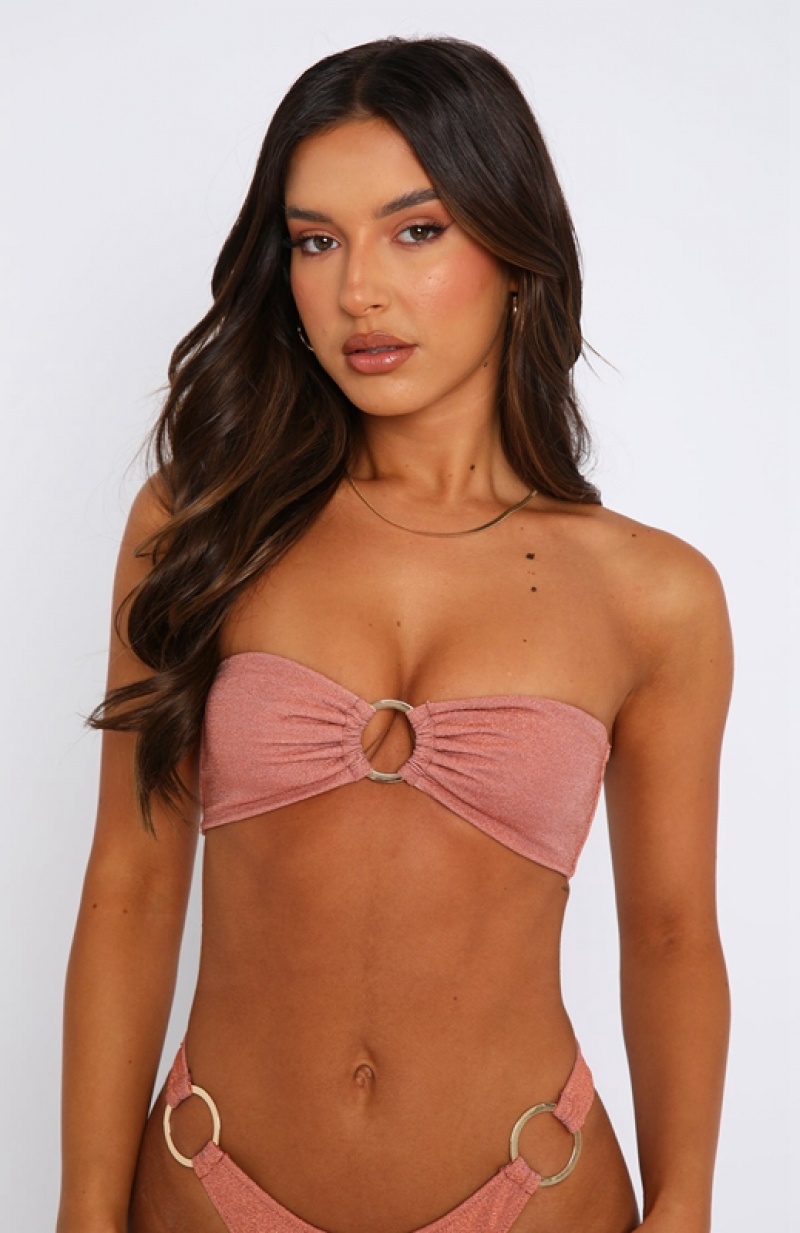 Copper White Fox Thasos Bandeau Women's Bikini Tops | RLND-31409