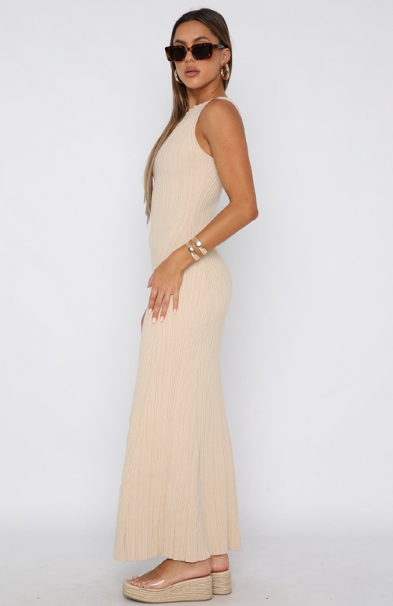 Cream White Fox Tami Maxi Women's Dress | VYMQ-47862