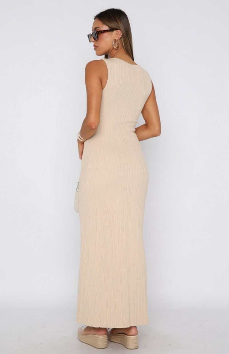 Cream White Fox Tami Maxi Women's Dress | VYMQ-47862