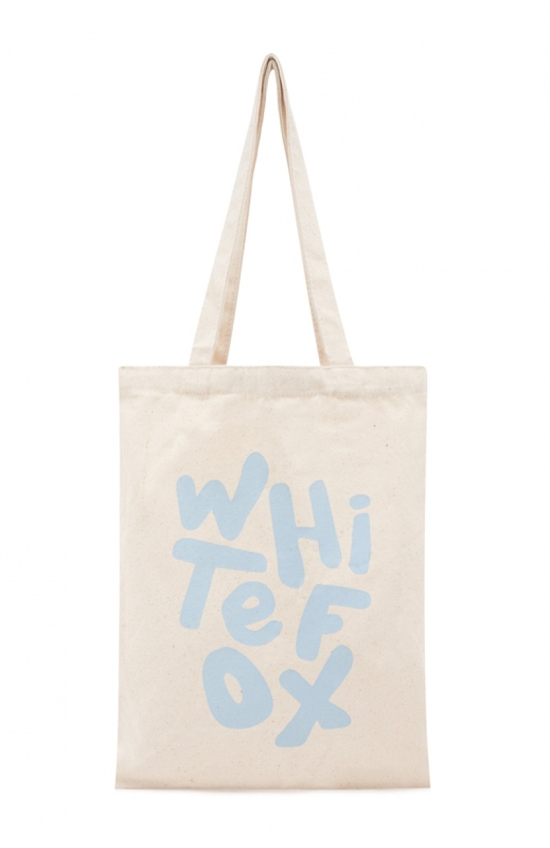 Cream / Blue White Fox New Standard Women's Tote Bag | SJGI-07269