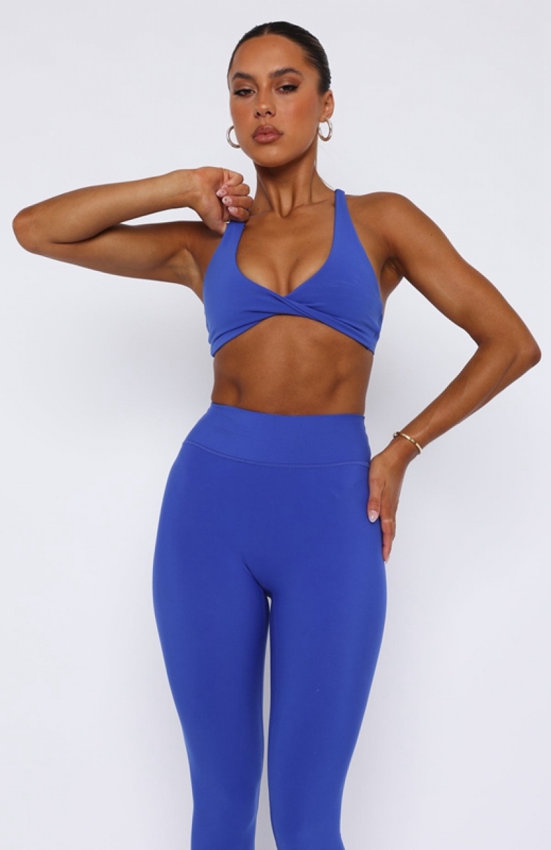 Deep Blue White Fox High Definition Women's Sports Bra | DVWF-31967