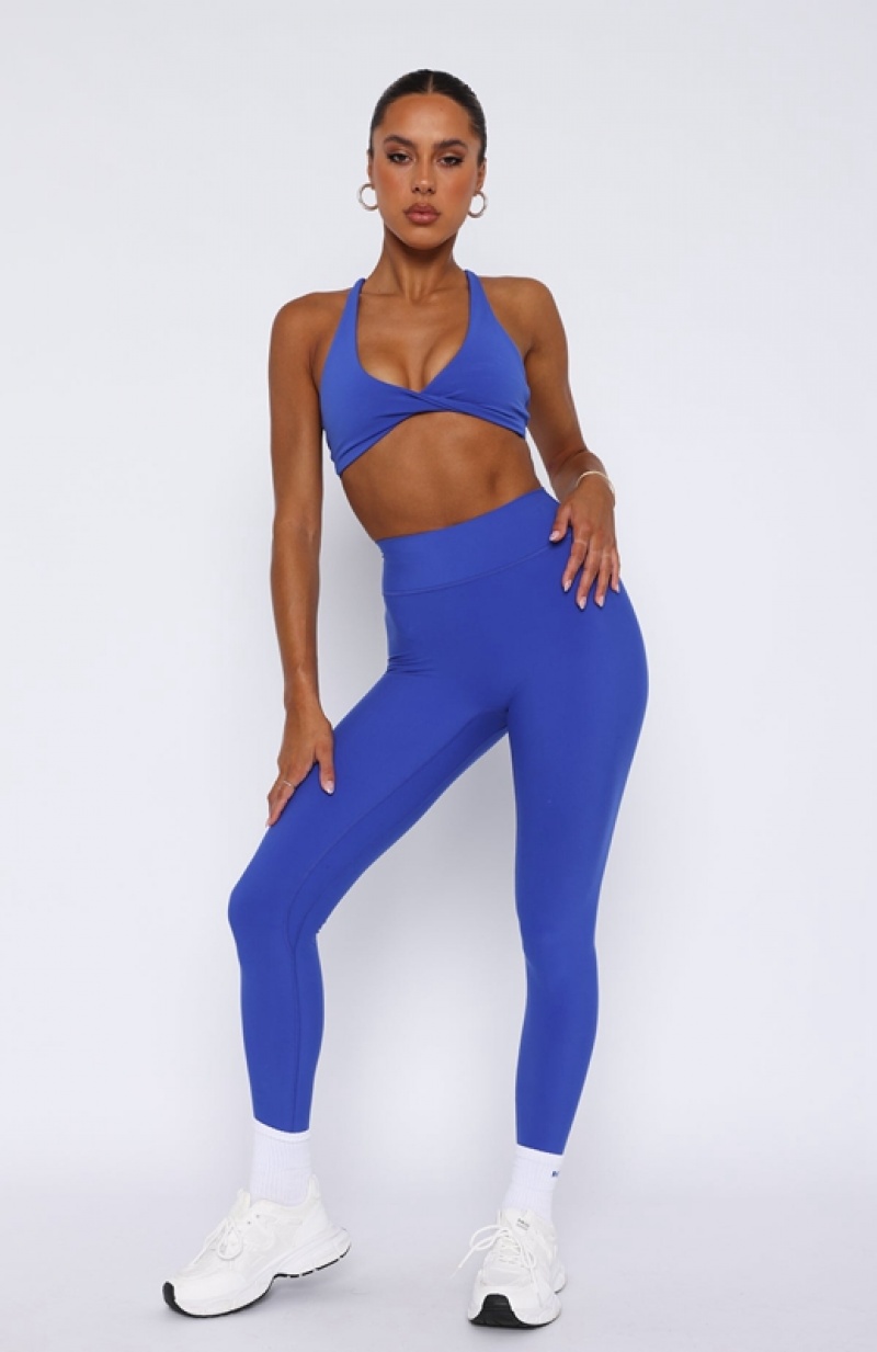 Deep Blue White Fox Intensity Scrunch Women's Leggings | OUSB-06581