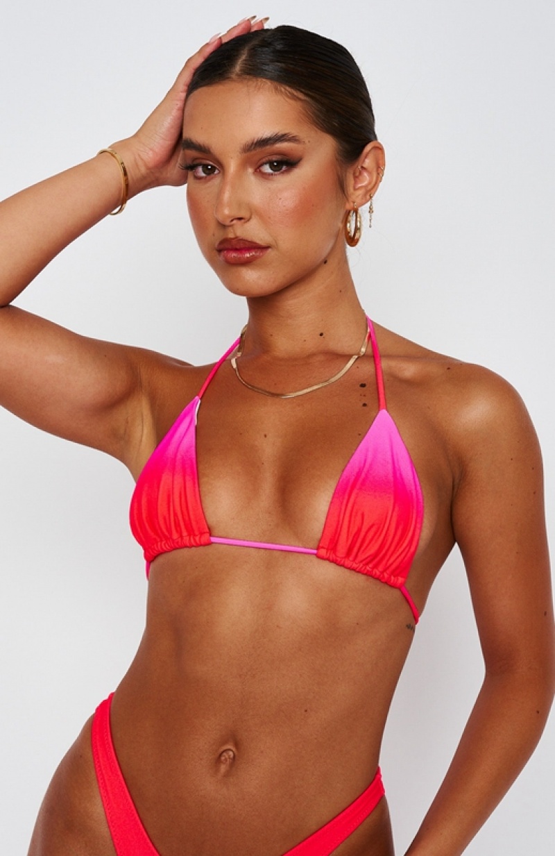 Fuchsia White Fox Golden Hour Women's Bikini Tops | UJVP-36810