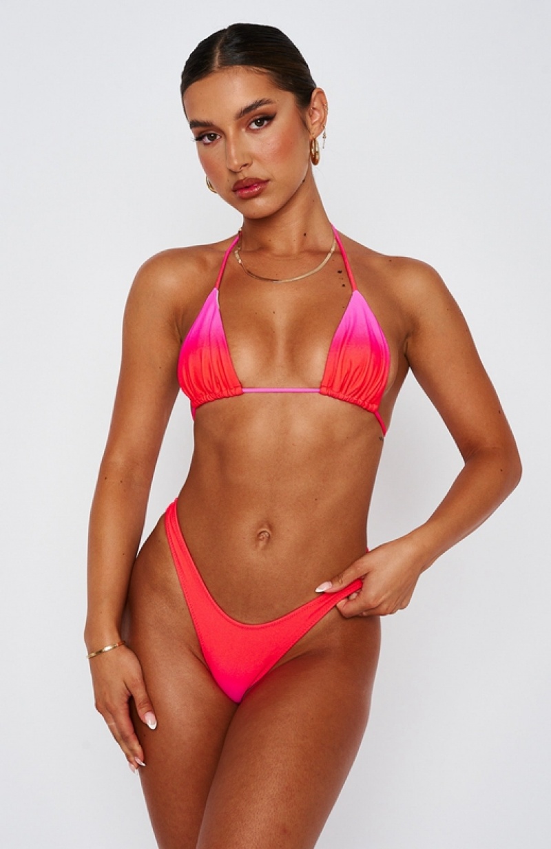 Fuchsia White Fox Golden Hour Women's Bikini Tops | UJVP-36810