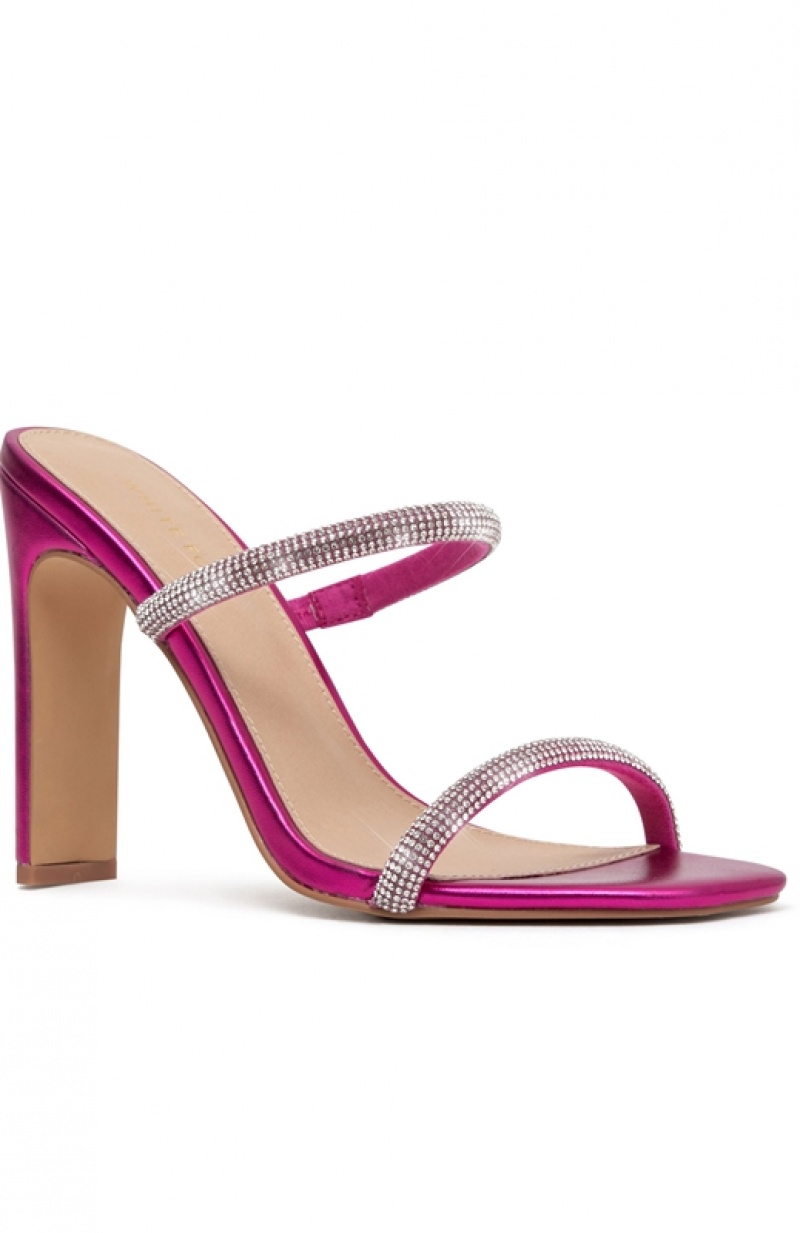 Fuchsia White Fox Natalia Mules Fuchsia Women's Heels | XAGQ-03846