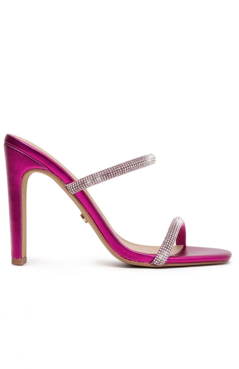 Fuchsia White Fox Natalia Mules Fuchsia Women's Heels | XAGQ-03846