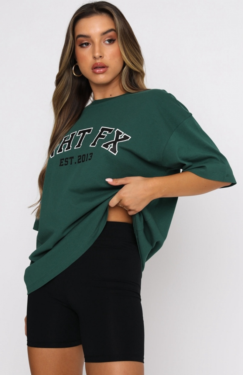 Green White Fox Varsity Women's T Shirts | GZSF-21485