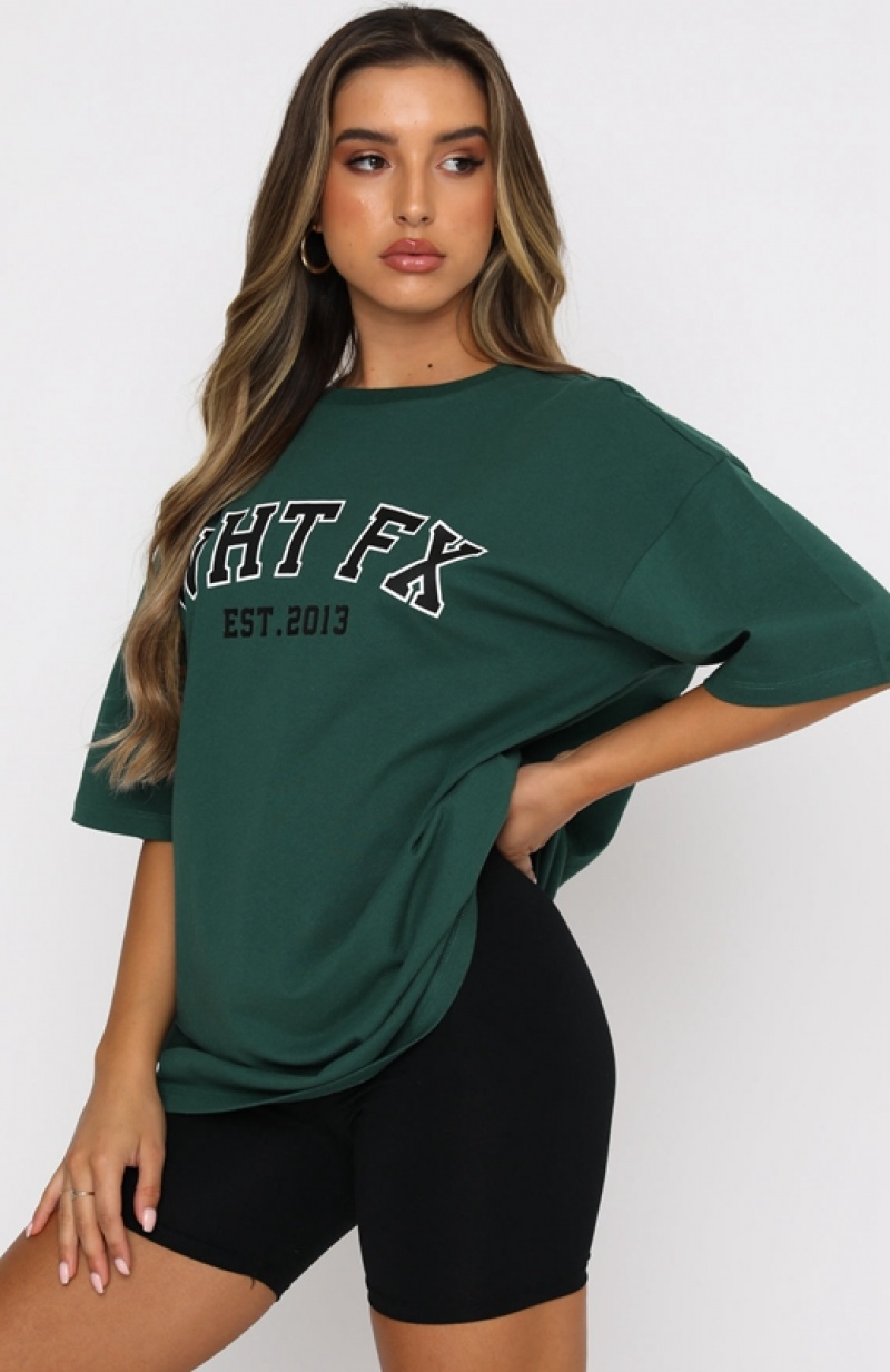 Green White Fox Varsity Women's T Shirts | GZSF-21485