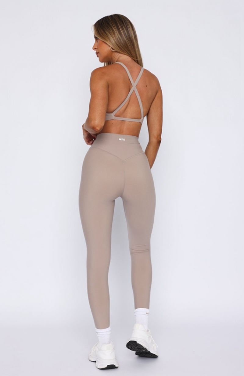 Grey Brown White Fox Go Getter High Waisted Women's Leggings | GWZS-21587