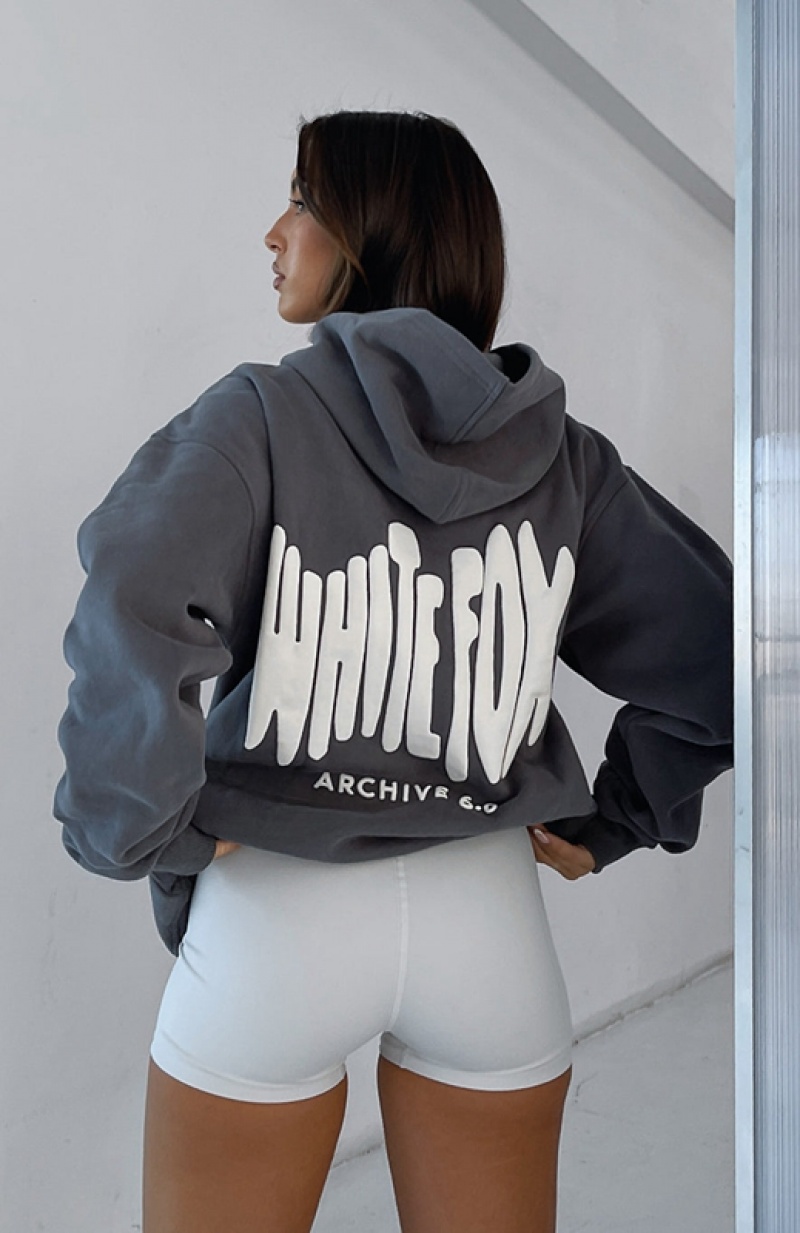 Grey White Fox Archive 6.0 Oversized Women\'s Hoodie | ODBV-19356